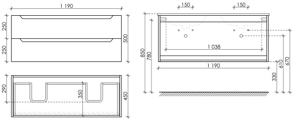 Тумба под раковину Sancos  Norma 2.0 NR2.120-2W белый глянец